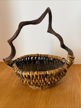 Vintage Rustic Basket w/ Eye of God and Vine Handle